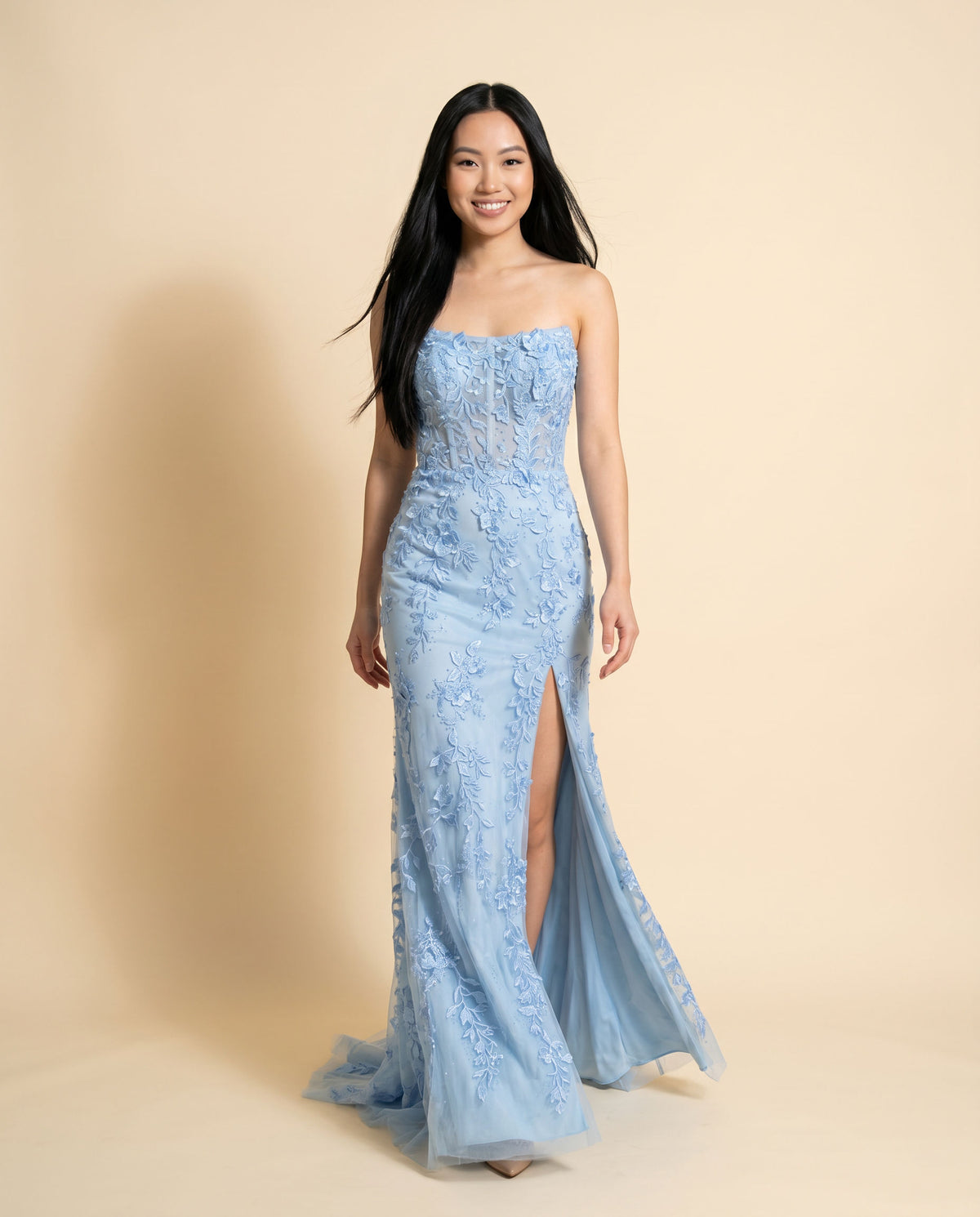 Robe Bustier Ajustée Bleu Poudre