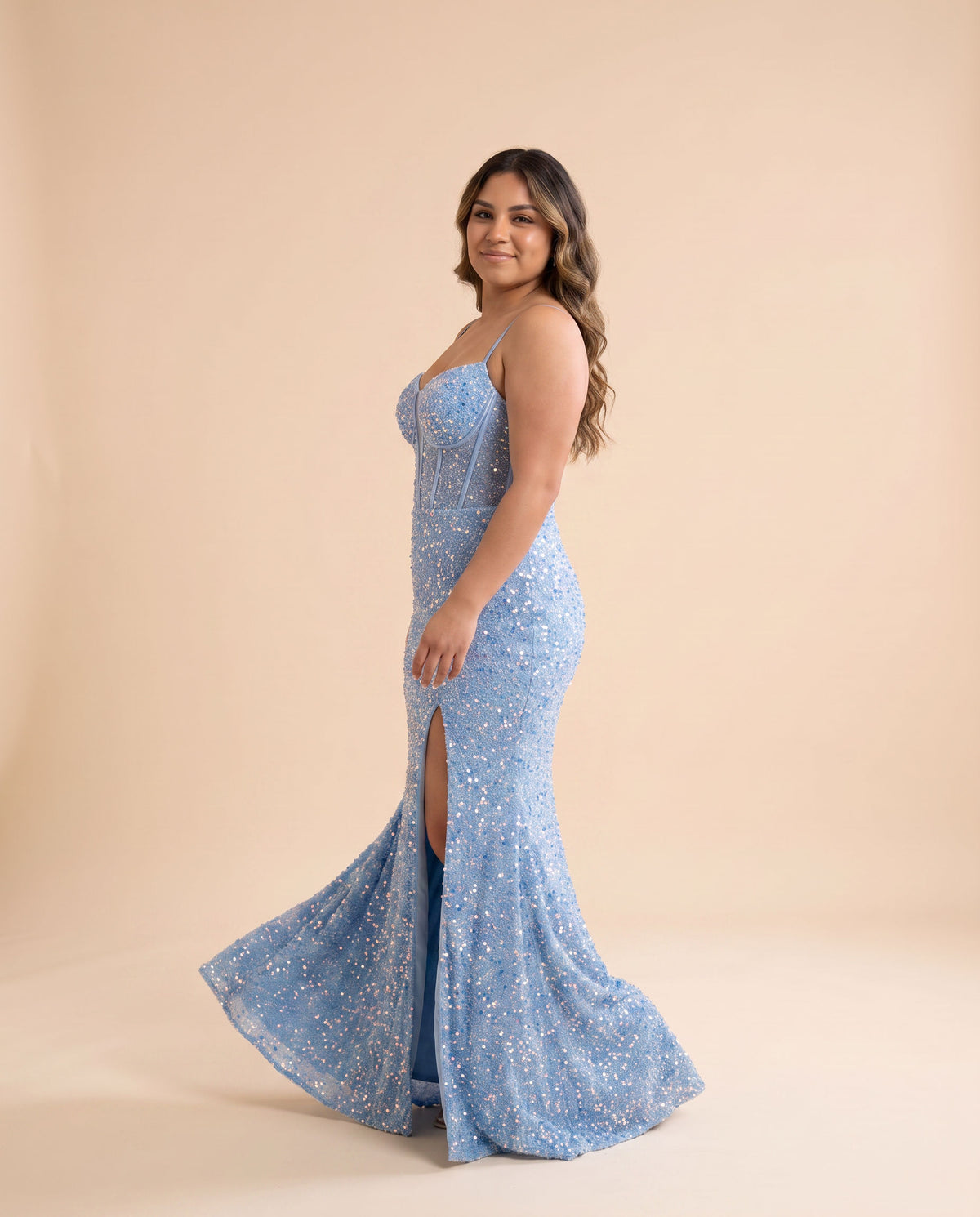 Robe Bleu Poudre Scintillante