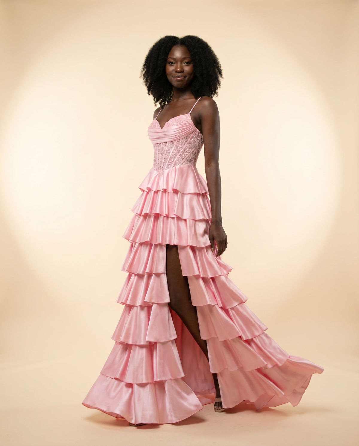 Robe À Étages Rose