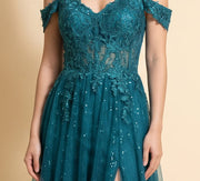 Robe Off-the-shoulder Teal