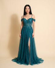 Robe Off-the-shoulder Teal