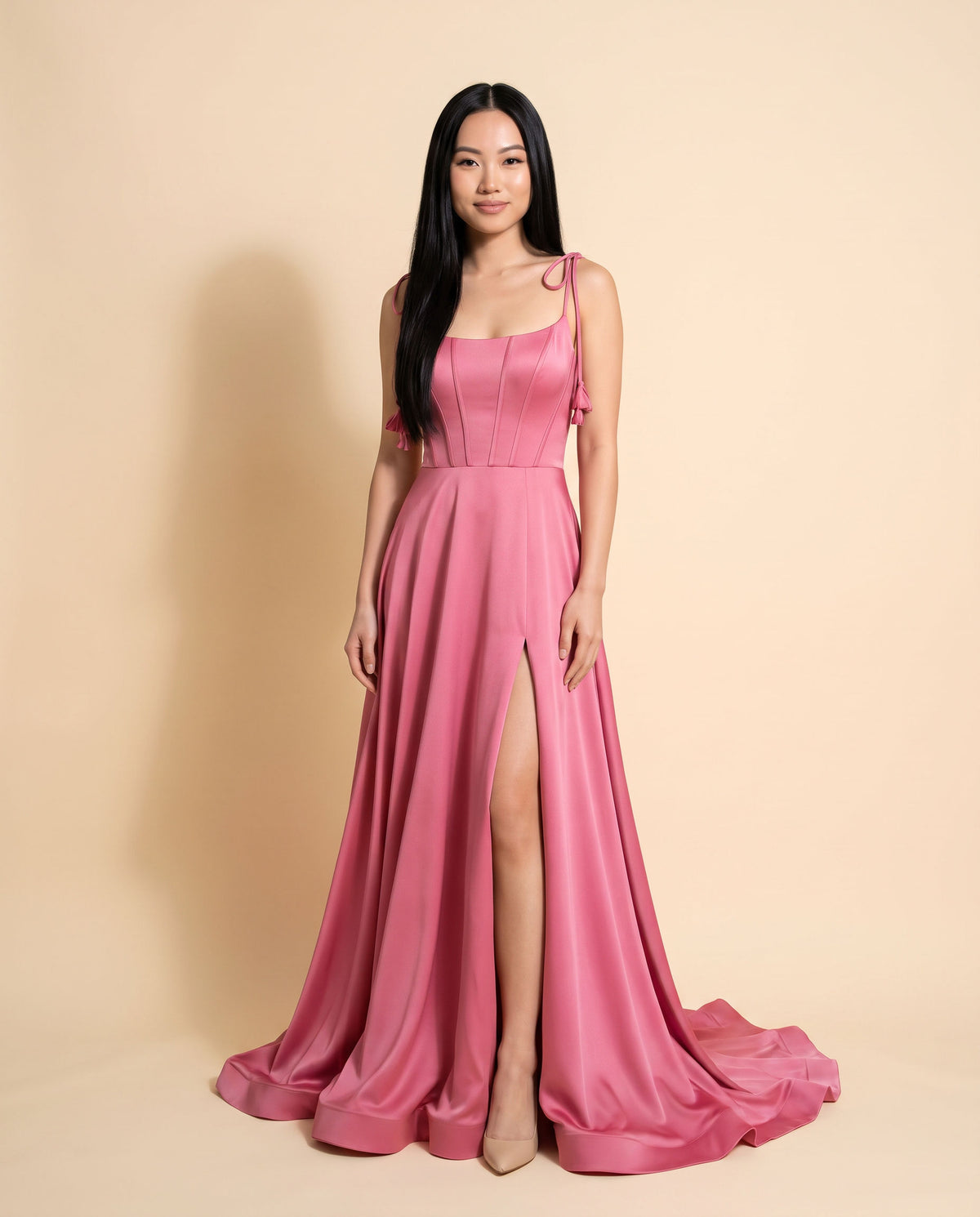 Robe À Corset En Satin Rose Flamboyant