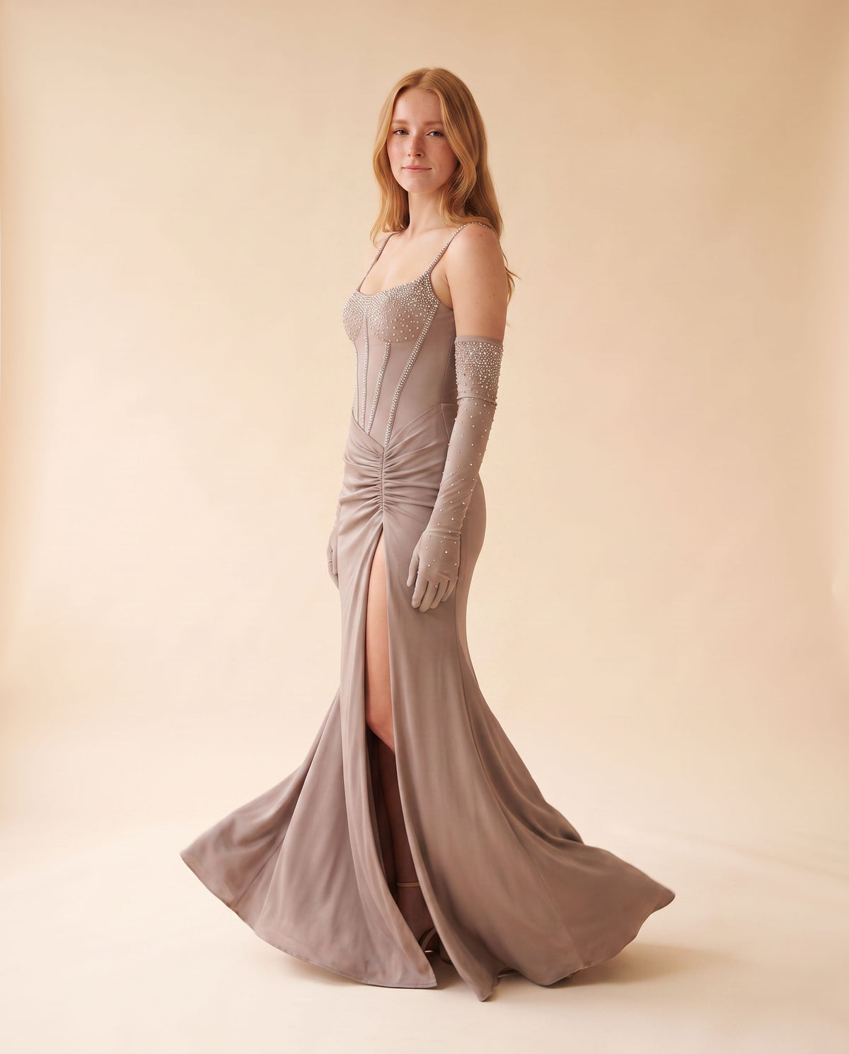 Robe Ajustée Corset Taupe