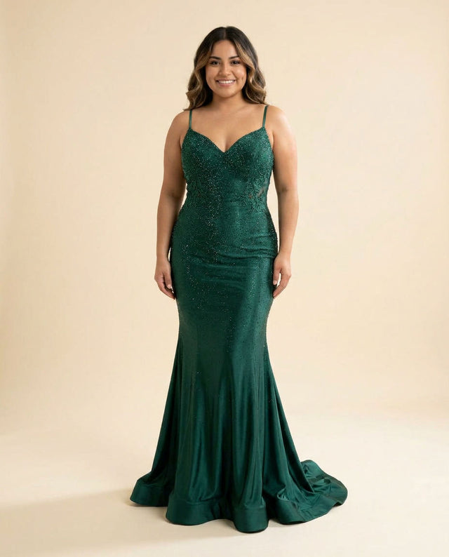 Robe Décolleté Brillante Émeraude