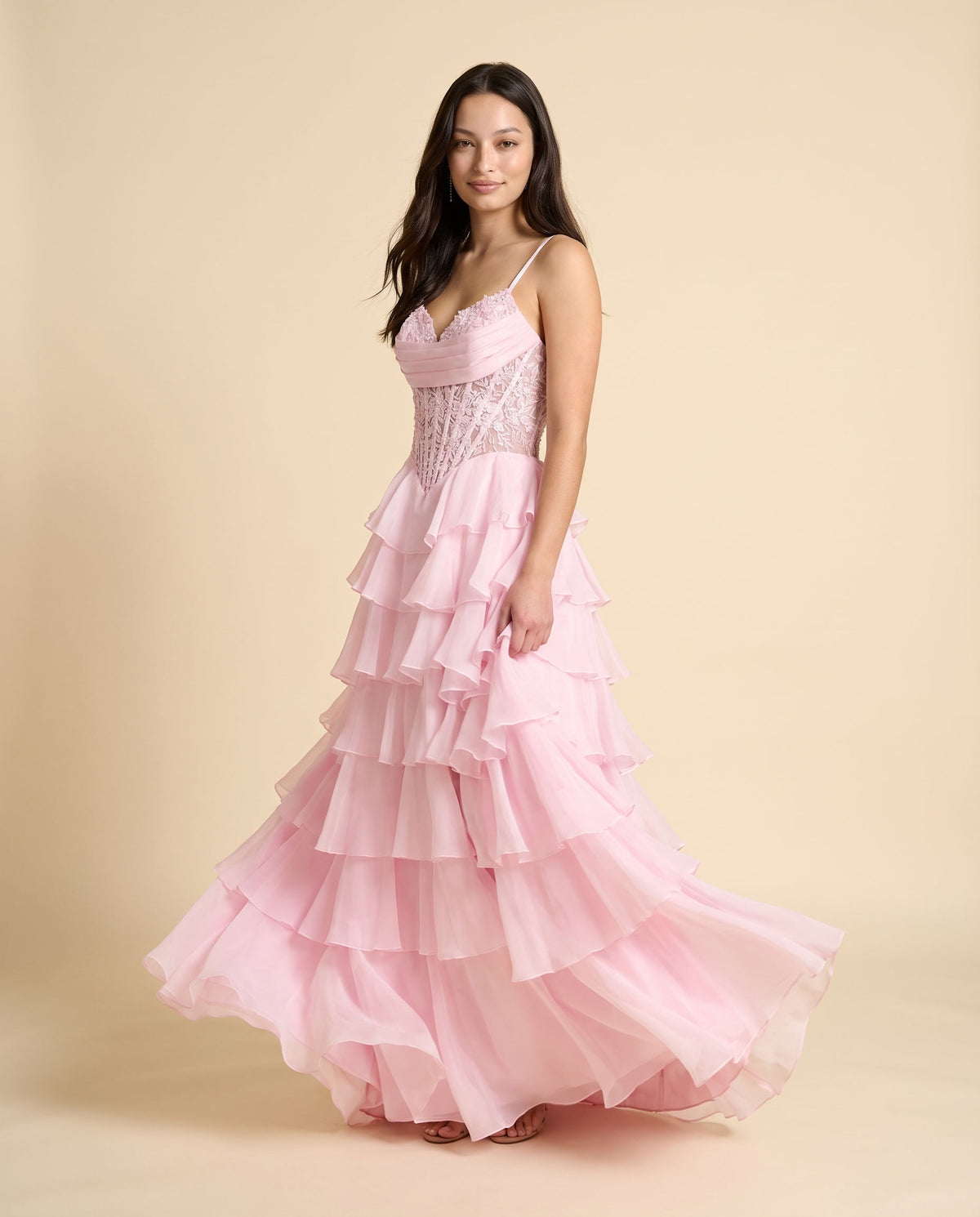 Robe Bustier Dos Lacé Rose