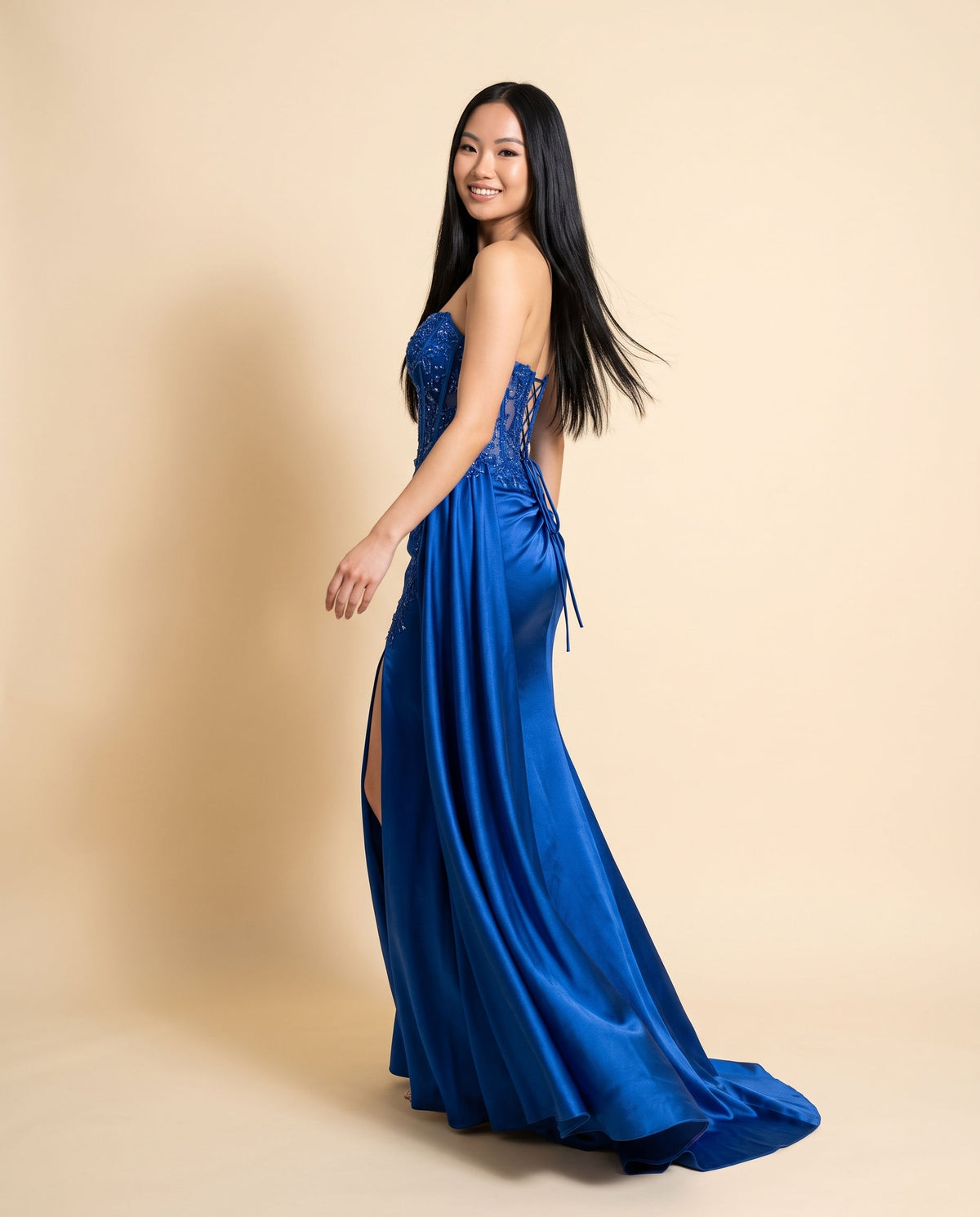 Robe Col Droit Ajusté Royal