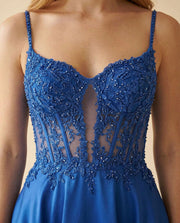 Robe Corset En Mikado Marine