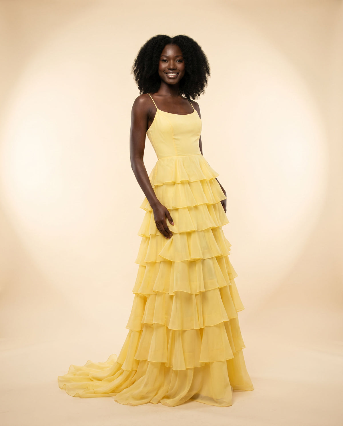 Robe De Chiffon À Volants Noire