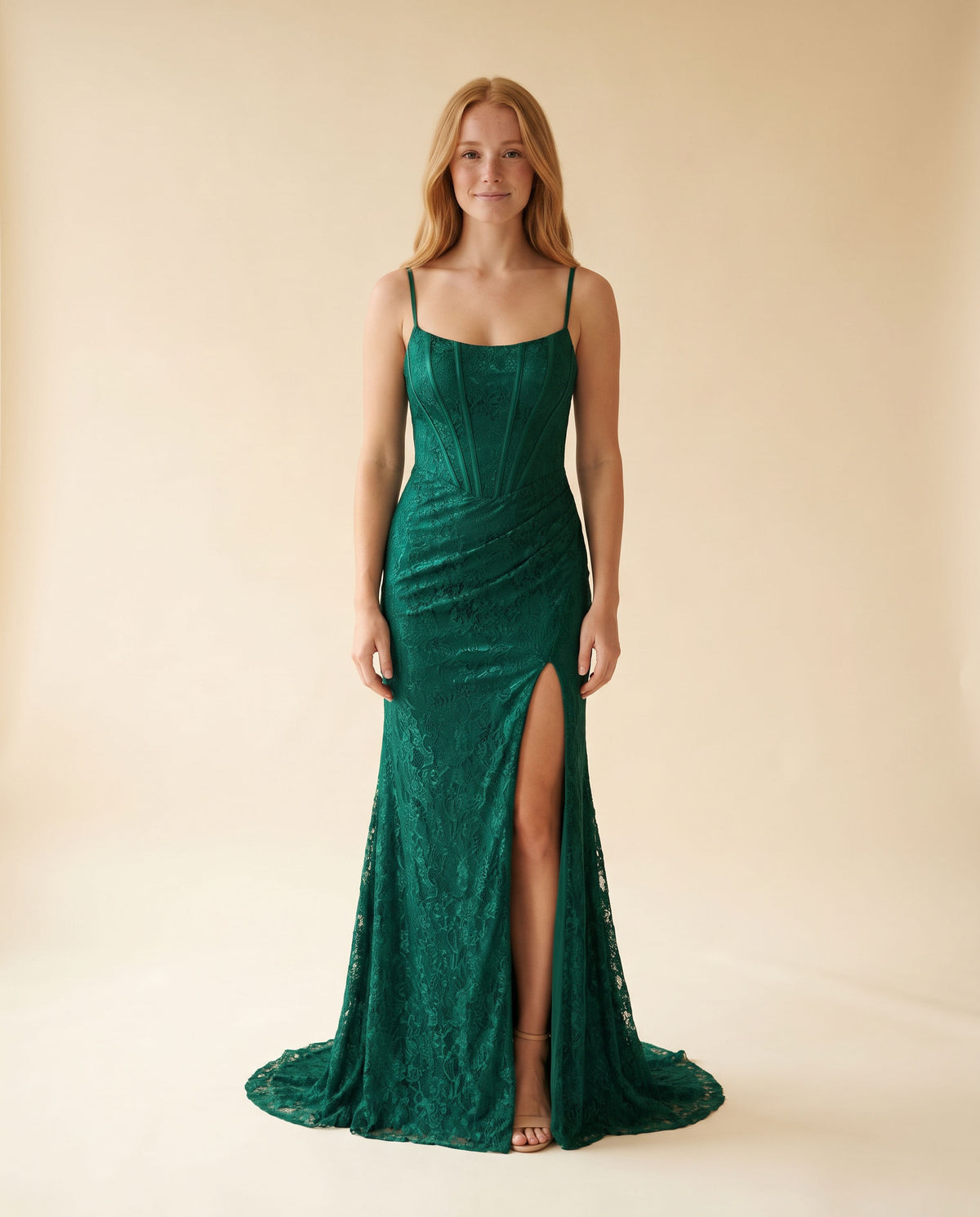 Robe Corset Et Dentelle Emeraude