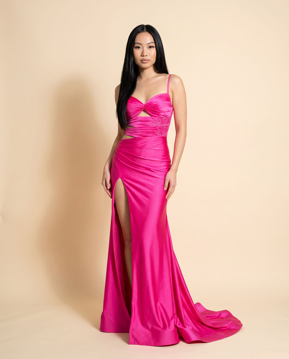 Robe Ajustée Avec Ouverture Rose Flamboyant