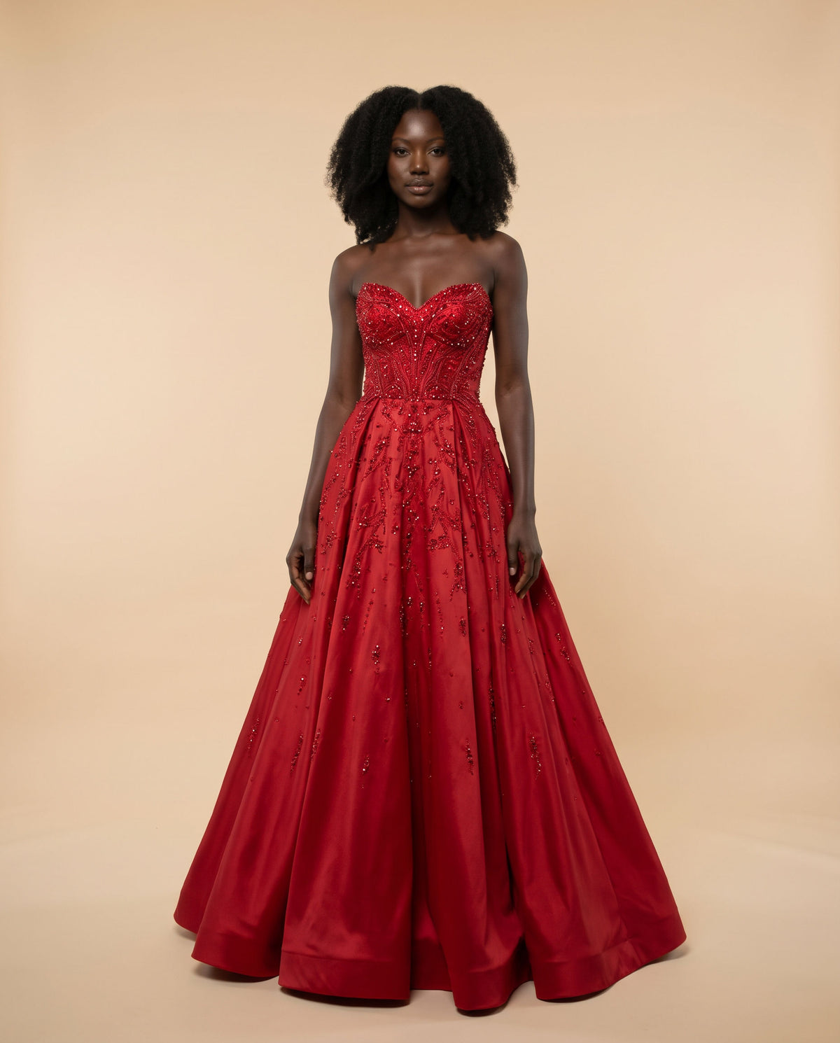 Robe Brillante Bustier Avec Fente Rouge