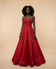 Robe Brillante Bustier Avec Fente Rouge