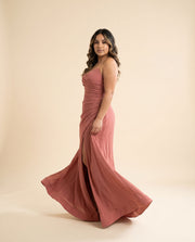 Robe Satinée Bustier Sienna Rose