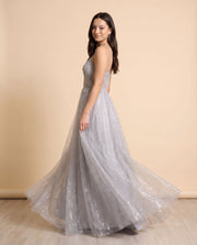 Robe Avec Corsage Brodé Argent