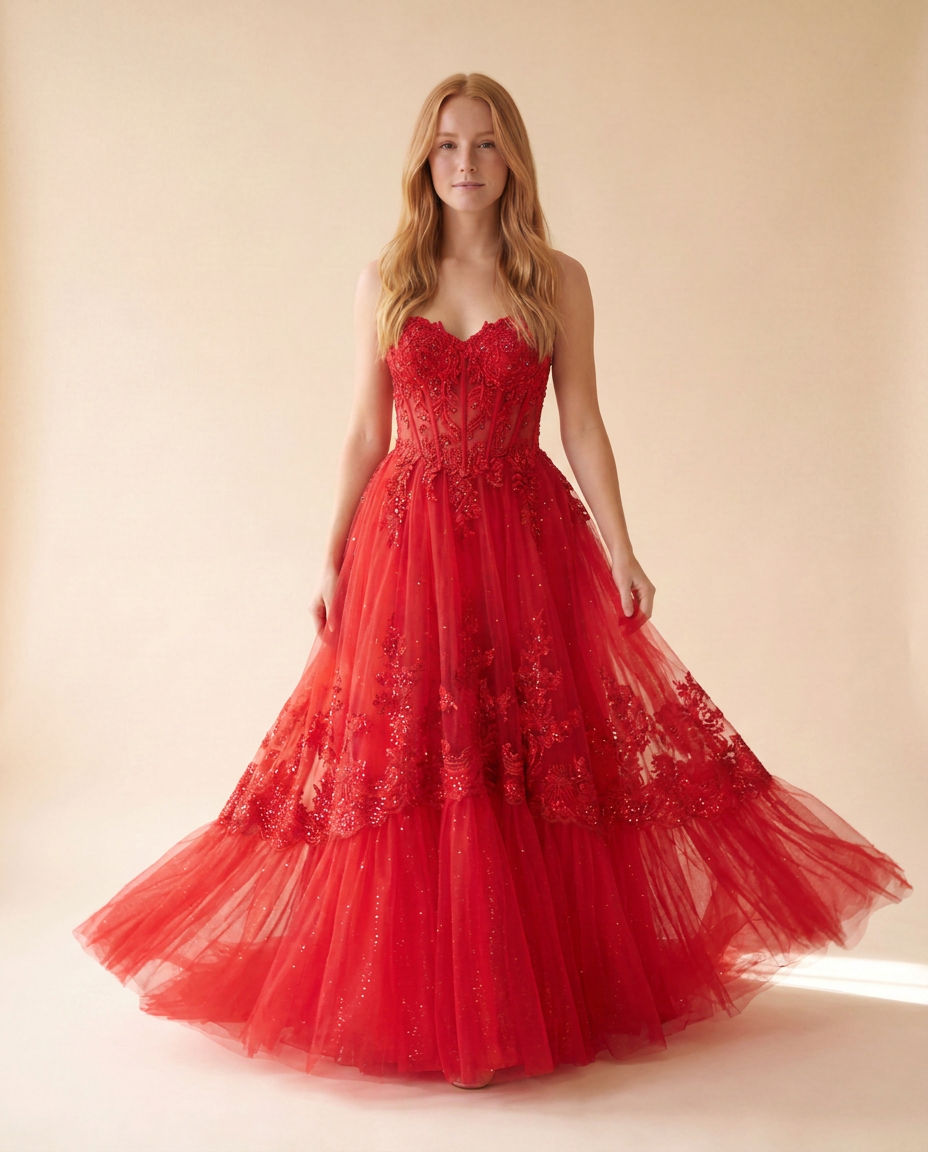 Robe à Étages Rouge