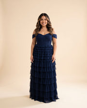Robe Corset En Tulle Fleurie Marine