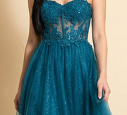 Robe Princesse Avec Corset Teal