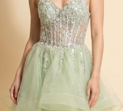 Robe Corset À Volant Jaune