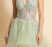 Robe Corset À Volant Jaune