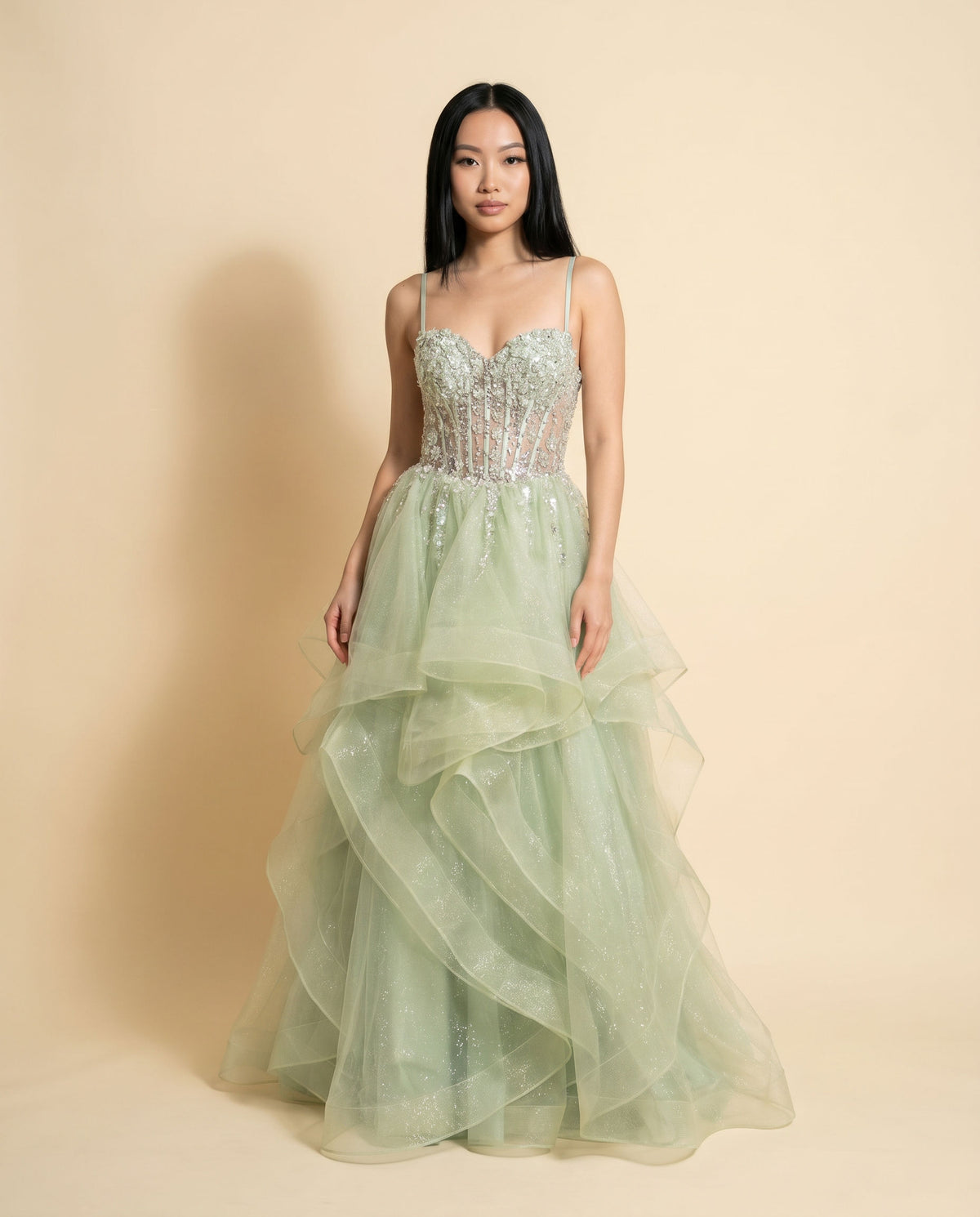 Robe Corset À Volant Jaune