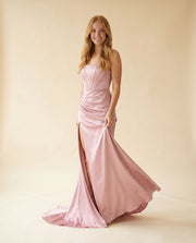 Robe Corset En Satin Rose