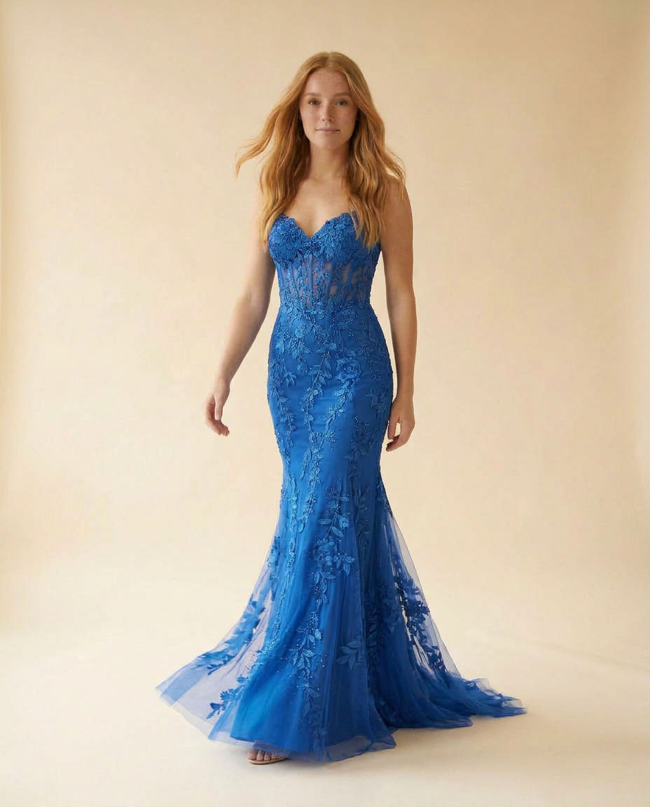 Robe Corset En Dentelle Aqua