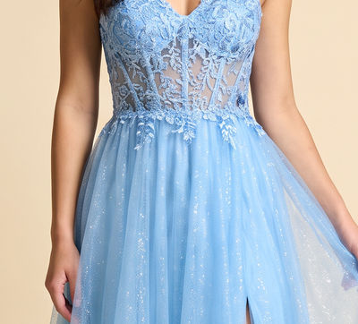 Robe Scintillante En Tulle Bleu