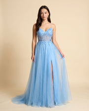 Robe Scintillante En Tulle Bleu