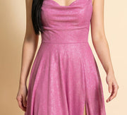 Robe Fluide Scintillante Rose