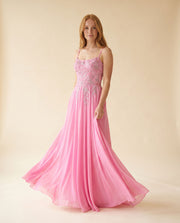 Robe Fluide En Chiffon Rose Bébé