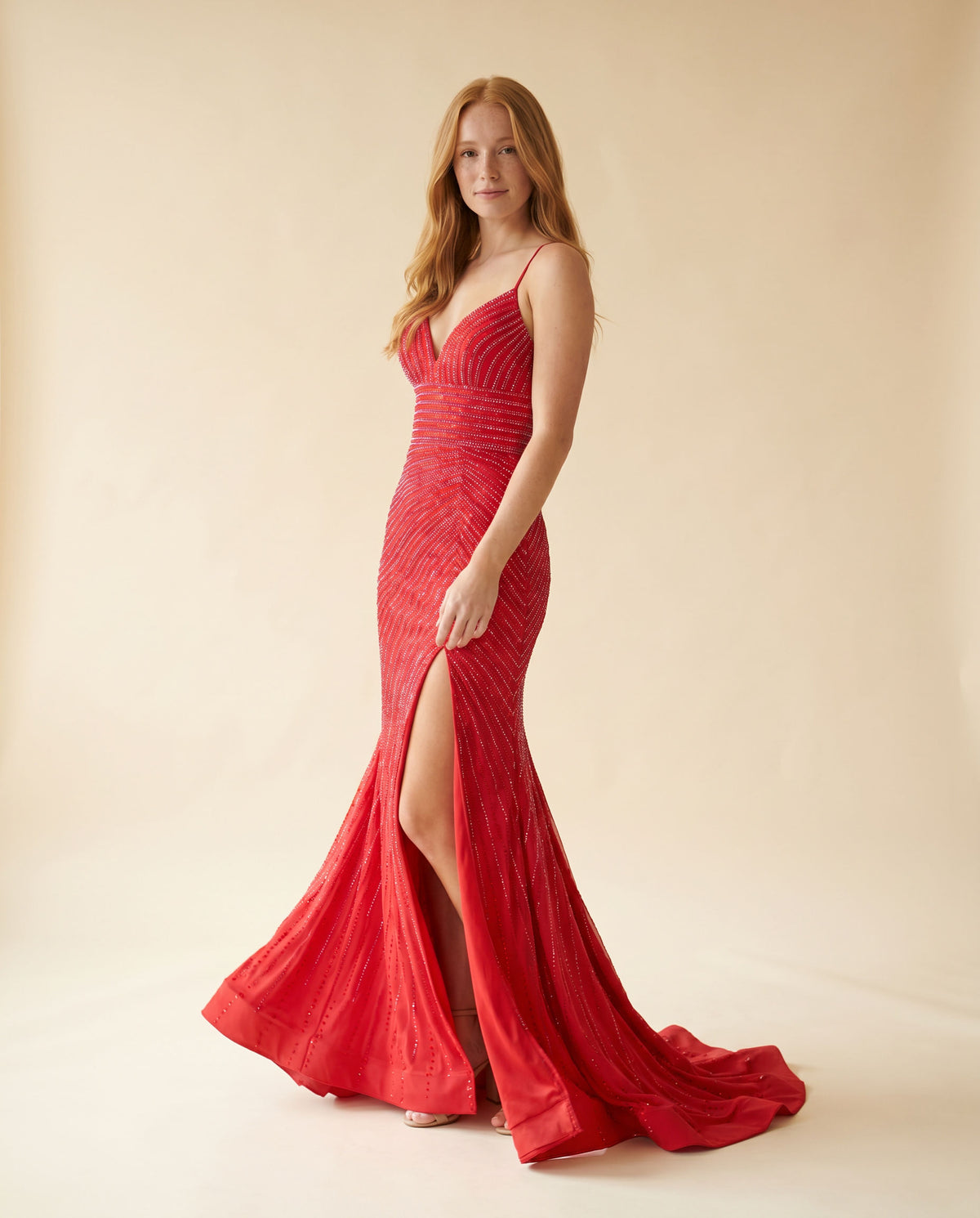 Robe À Fente Avec Décolleté Émeraude