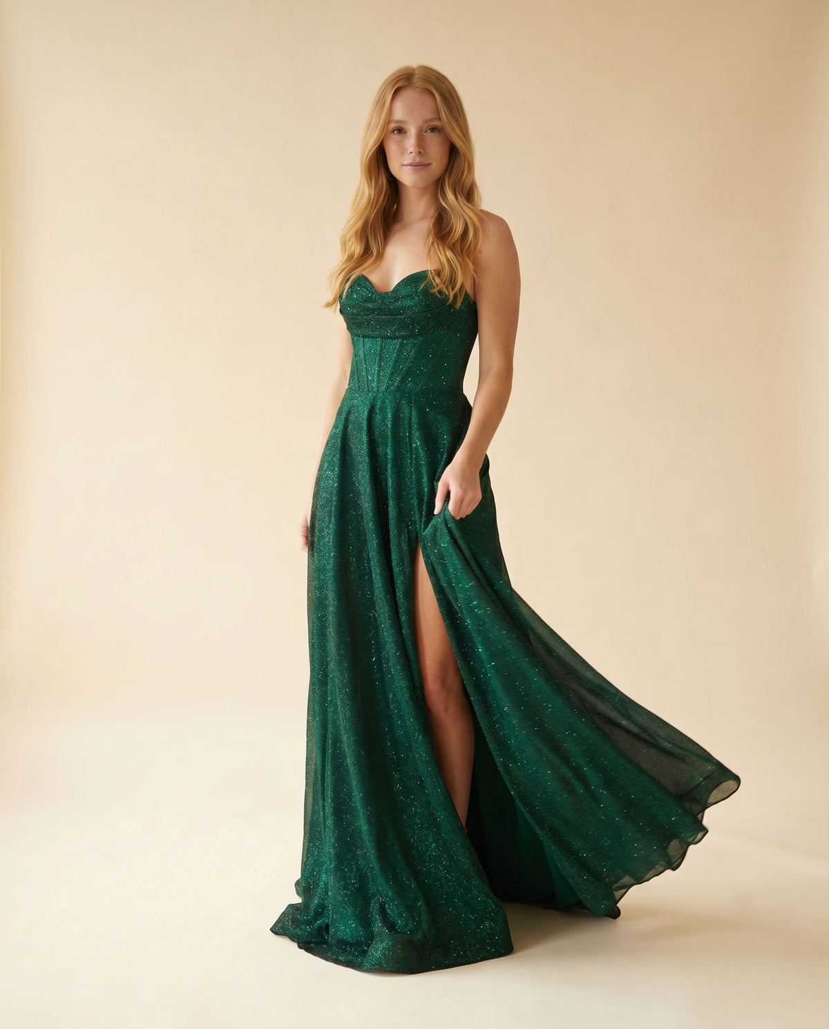 Robe Corset Avec Fente Émeraude