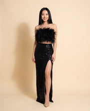Robe 2 Pièces En Paillettes Noire