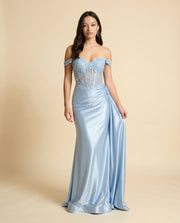Robe Corset Ajustée Bleu Poudre
