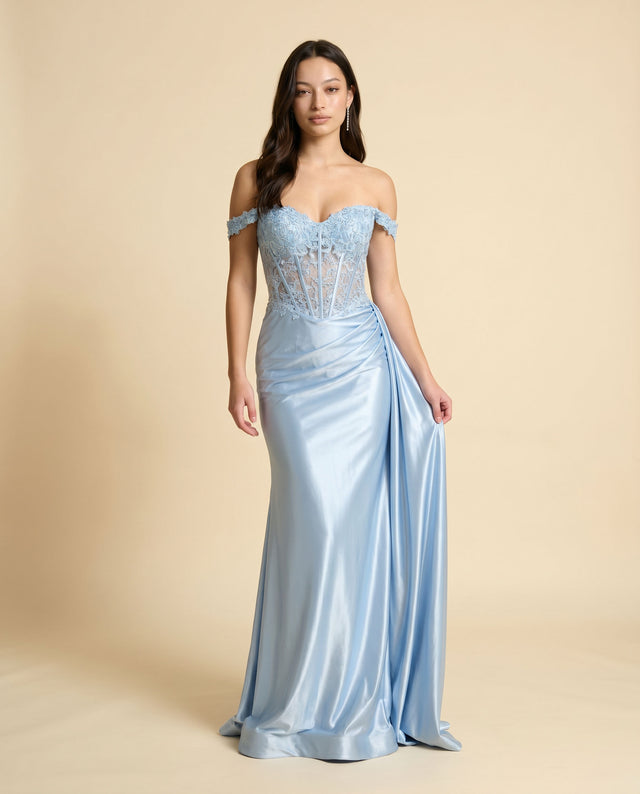 Robe Corset Ajustée Bleu Poudre