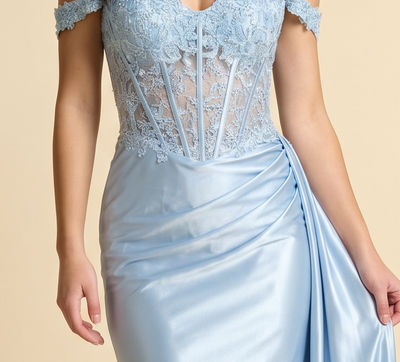 Robe Corset Ajustée Bleu Poudre