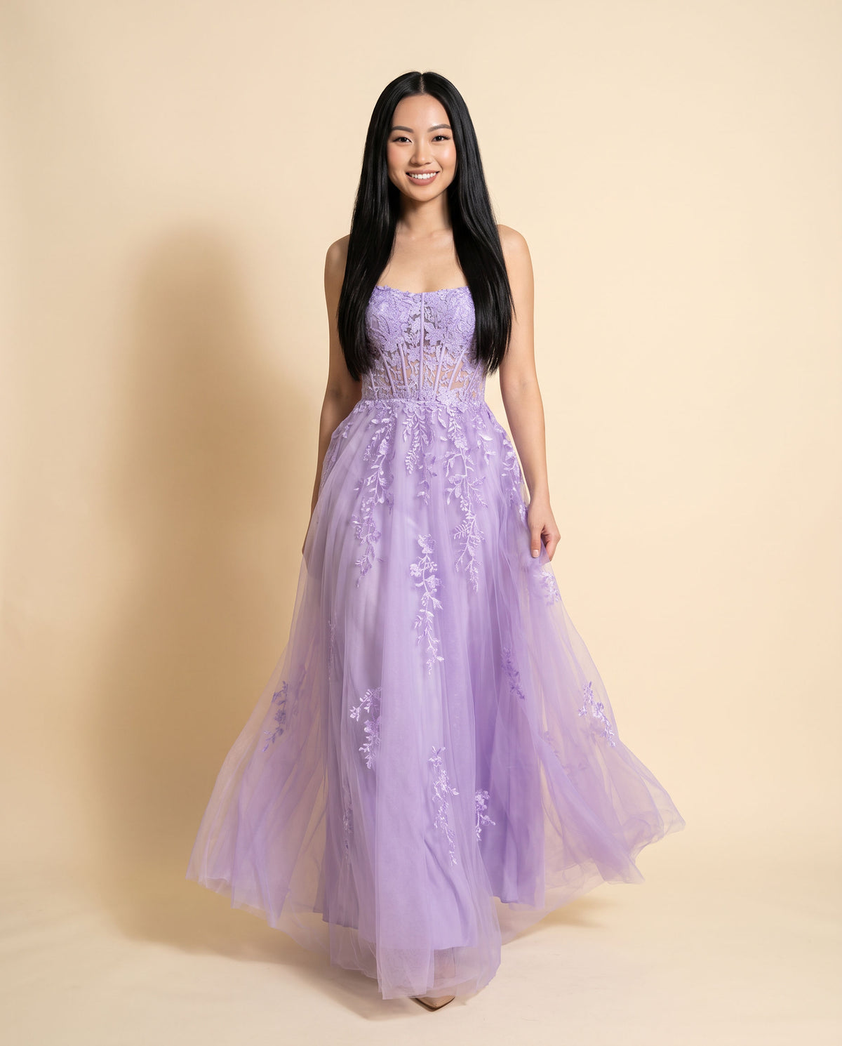 Robe Princesse Brodée Lilas
