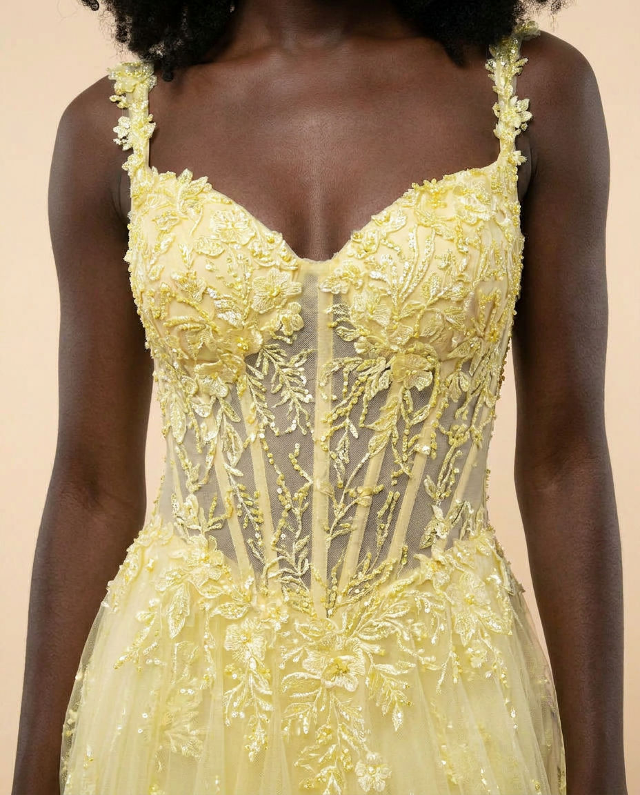 Corset Gown Pale Yellow
