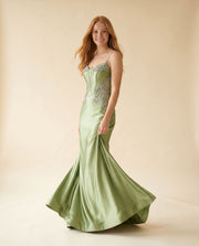 Robe En Satin Sauge