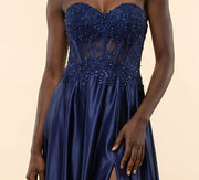 Robe Corset Avec Fente Marine