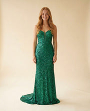 Robe Emeraude À Corset Scintillante