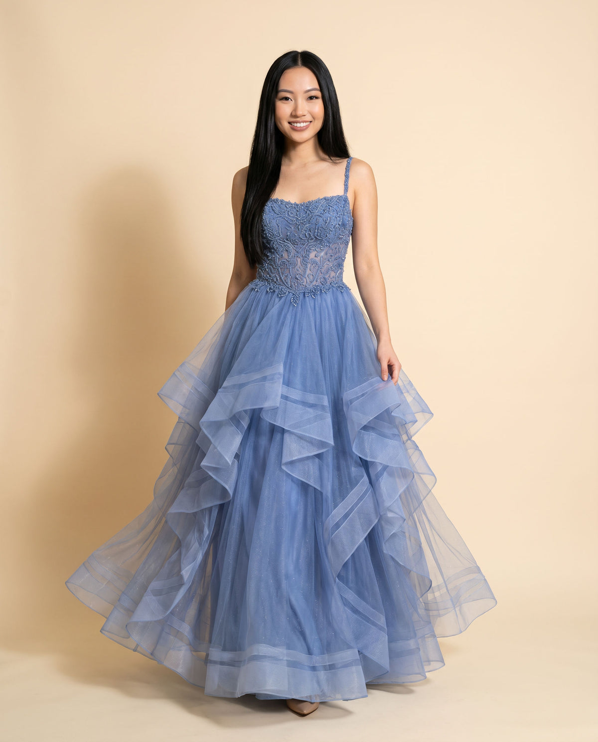 Robe À Volants Bleu Iris