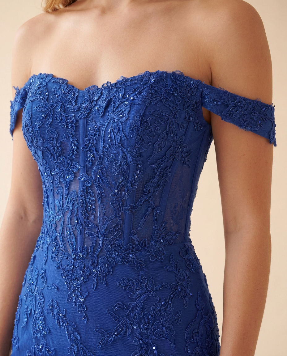 Mermaid Lace Gown Cobalt