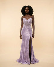 Robe Corset Perlée Lilas