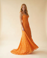 Robe En Dentelle Orange
