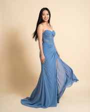 Robe En Chiffon Bleu