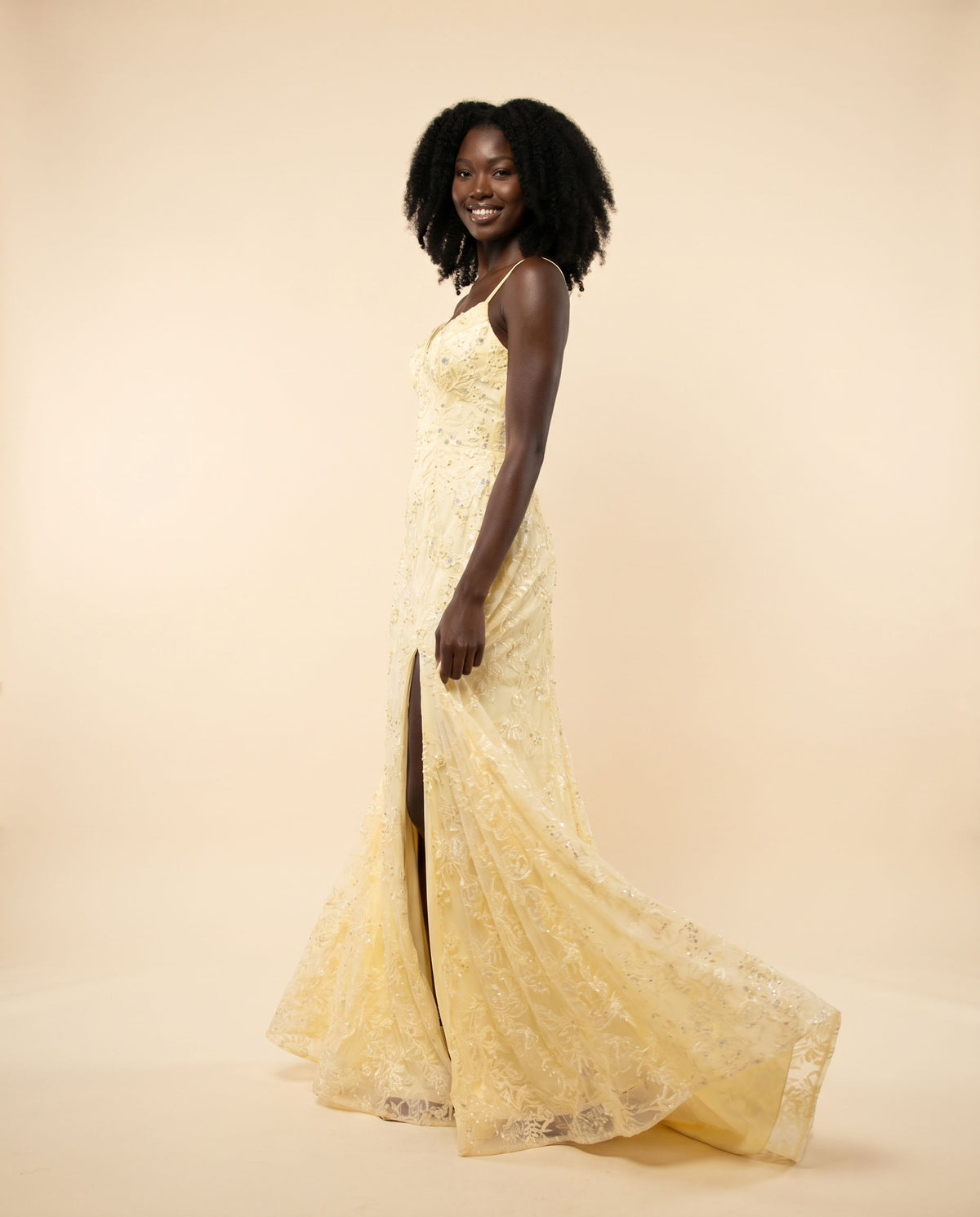Robe Ajustée Brillante Jaune