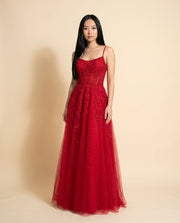 Robe Décolleté Et Dos Lacé Rouge