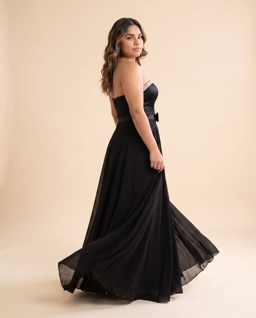 Sherri Hill - Robe Fluide A Boucle Noire