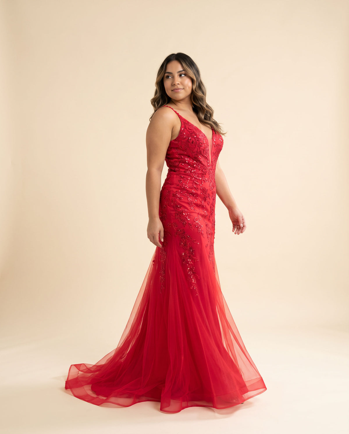 Robe Ajustée Brillante Rouge